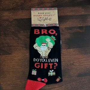 Men's Black & Red 'Bro Do You Even Gift?' Christmas Socks